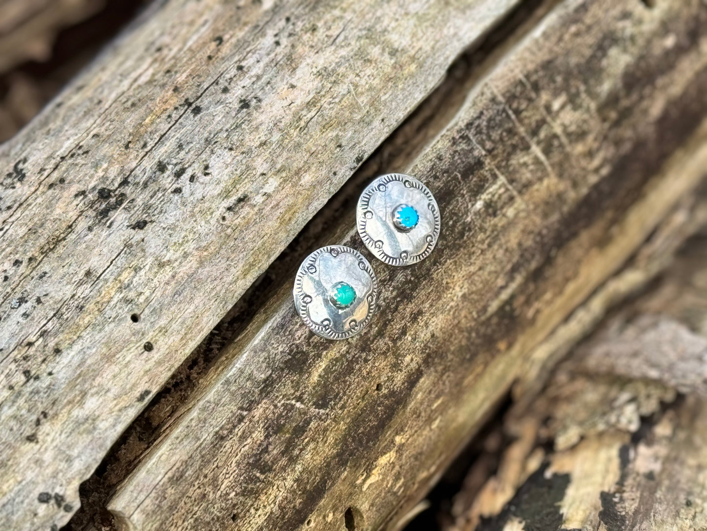 Sterling silver and genuine turquoise stud earrings