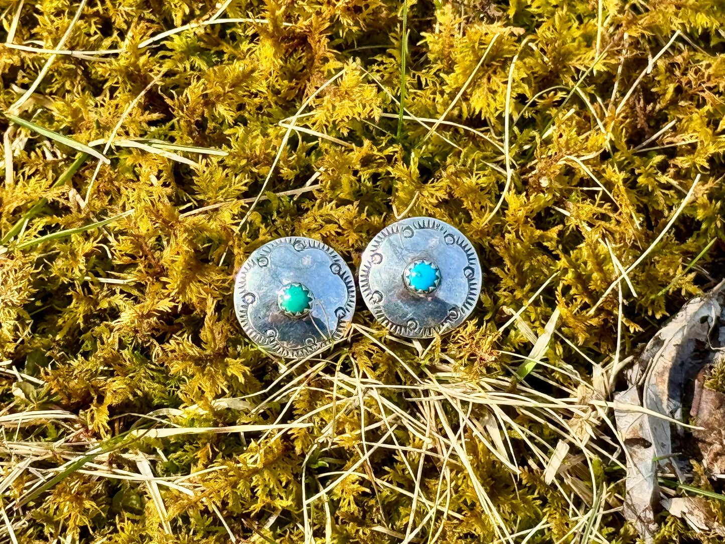 Sterling silver and genuine turquoise stud earrings