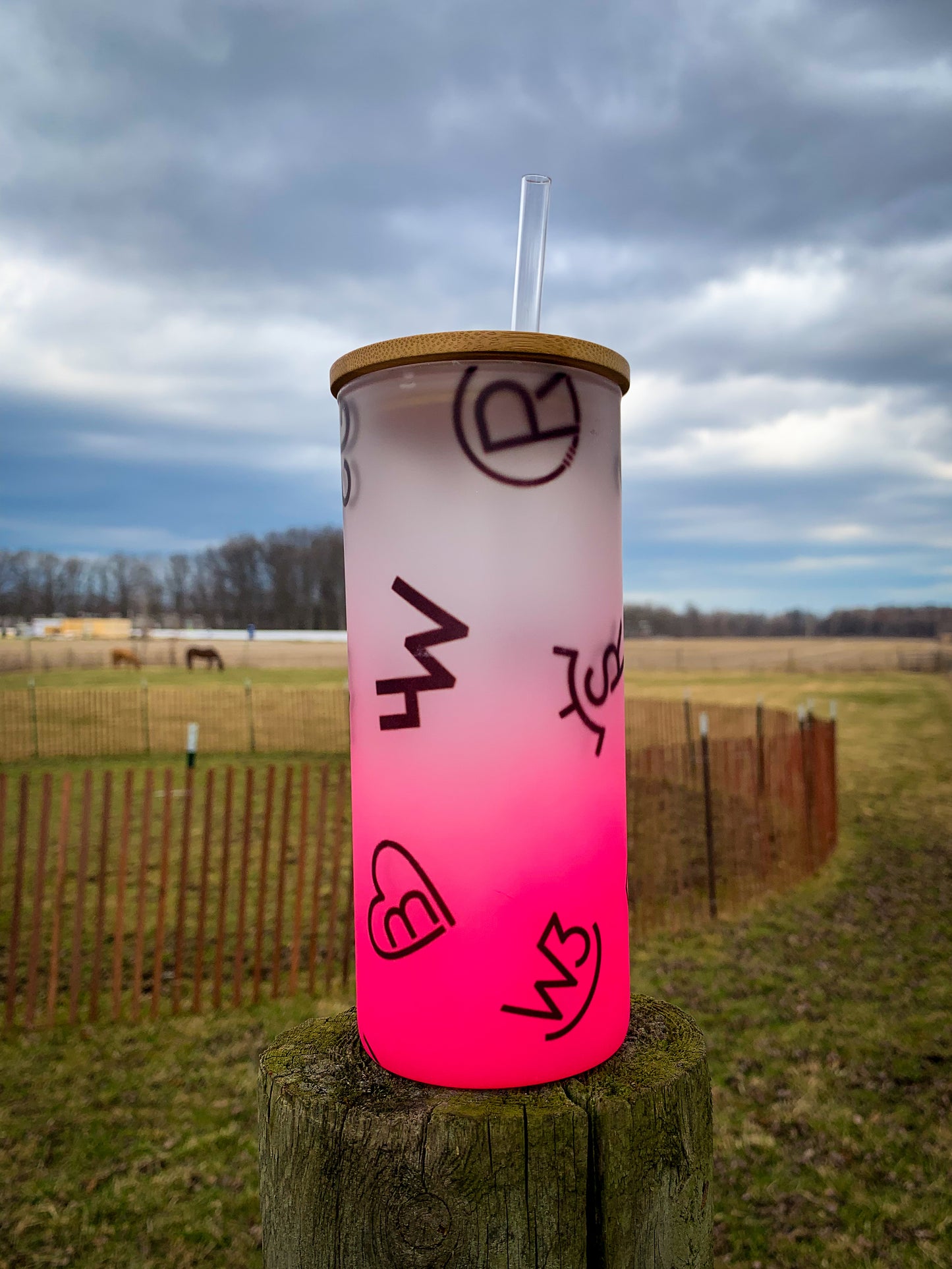Branded glass tumbler