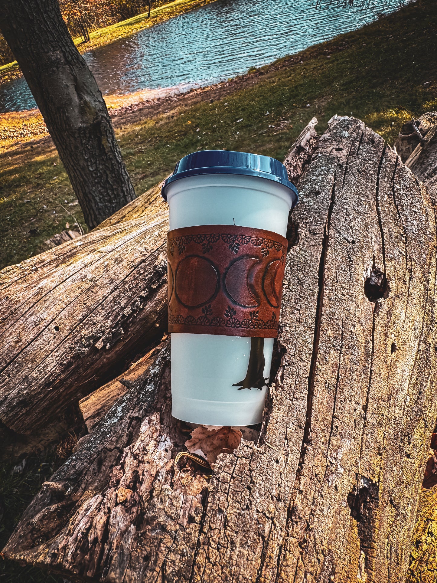 Leather cup sleeve