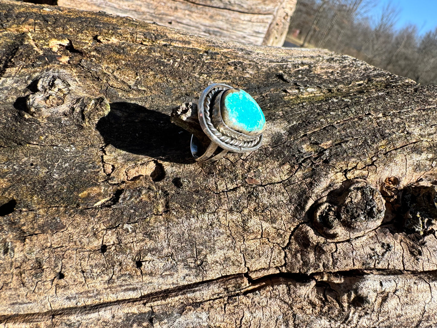 Sterling silver and genuine turquoise ring