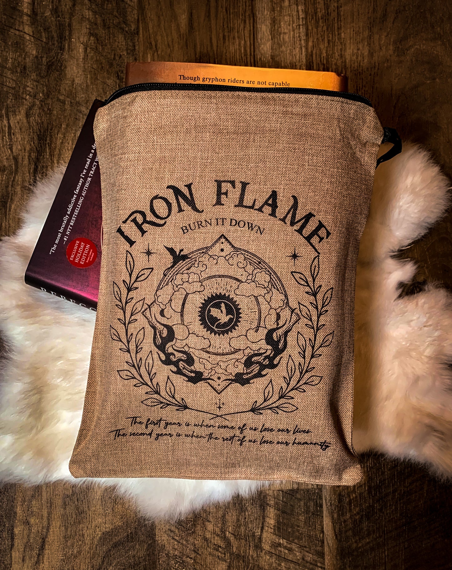 Iron flame and fourth wing inspired book sleeve