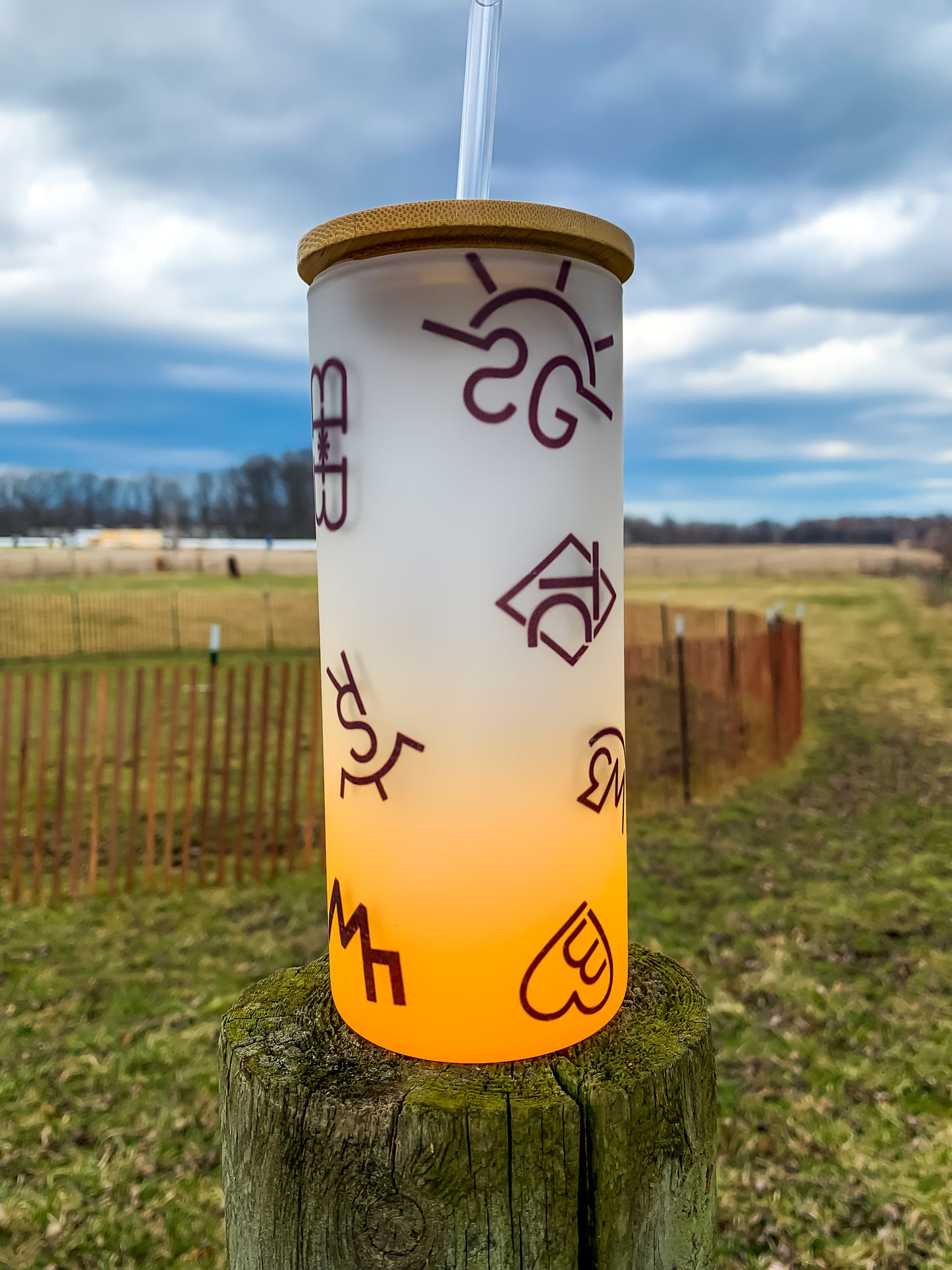 Branded glass tumbler