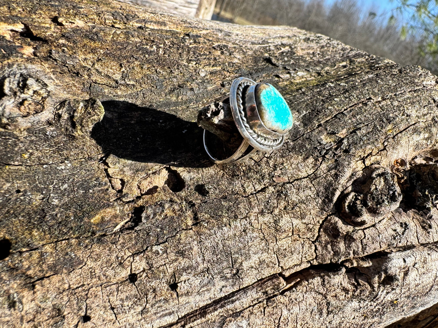 Sterling silver and genuine turquoise ring