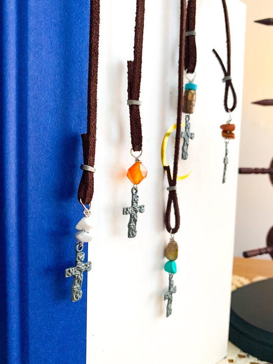 Leather cross bookmarks