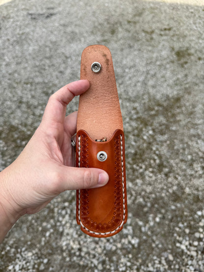 Hand made leather pocket knife sheath