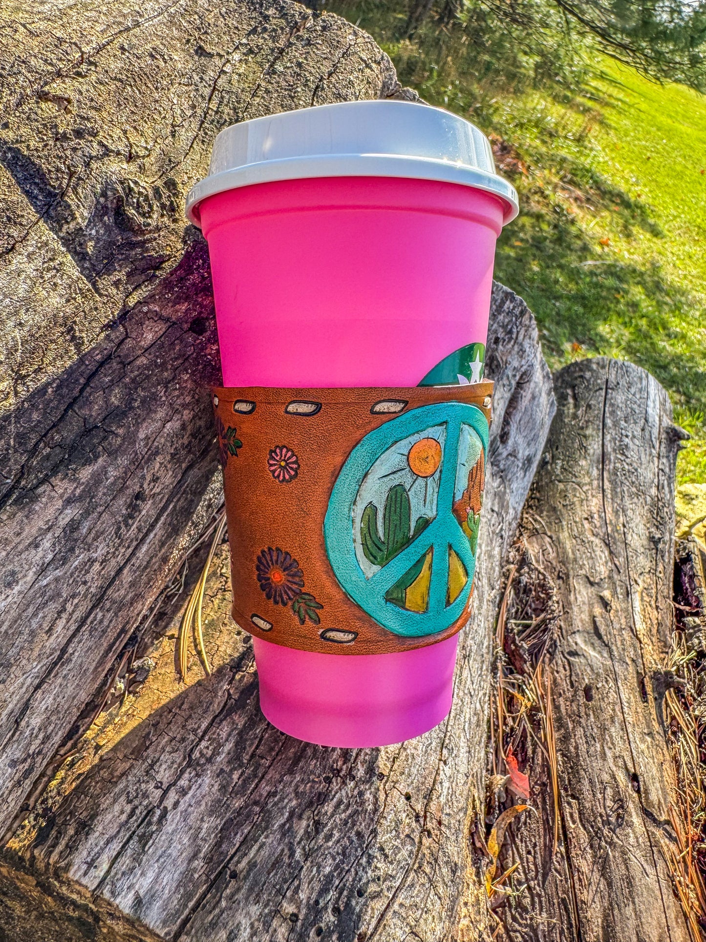 Leather cup sleeve