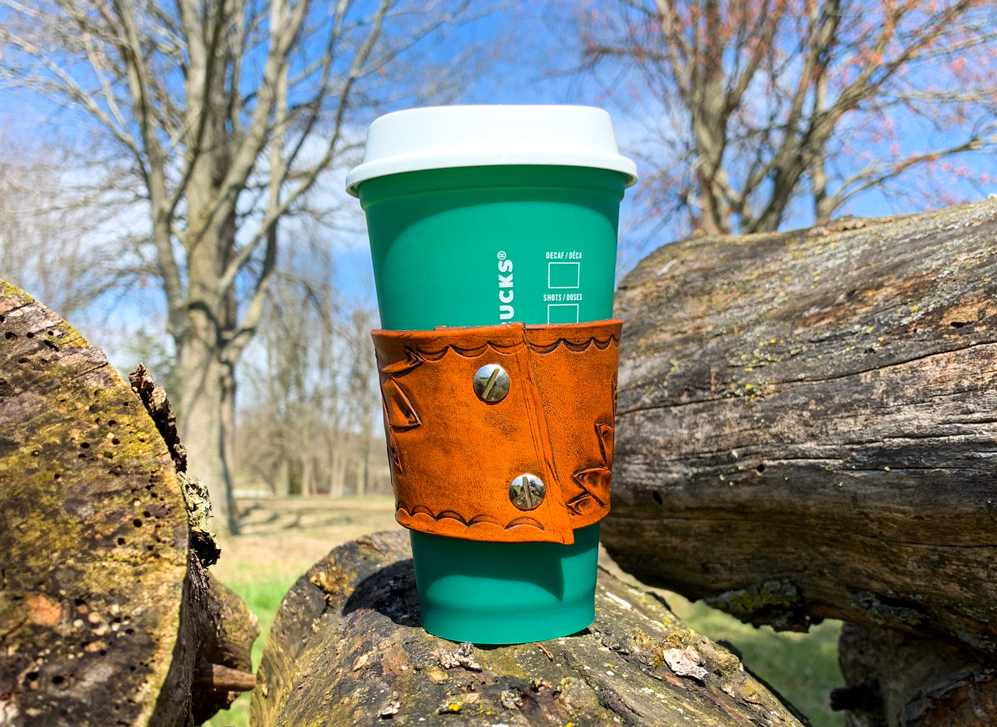 Leather coffee cup cozie