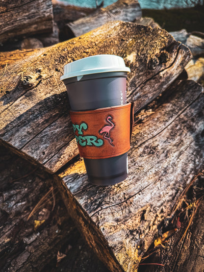 Leather cup sleeve