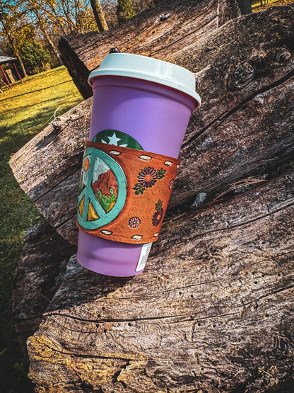 Leather cup sleeve