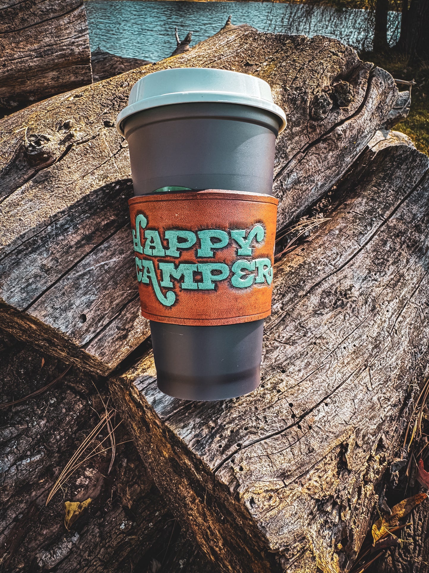 Leather cup sleeve