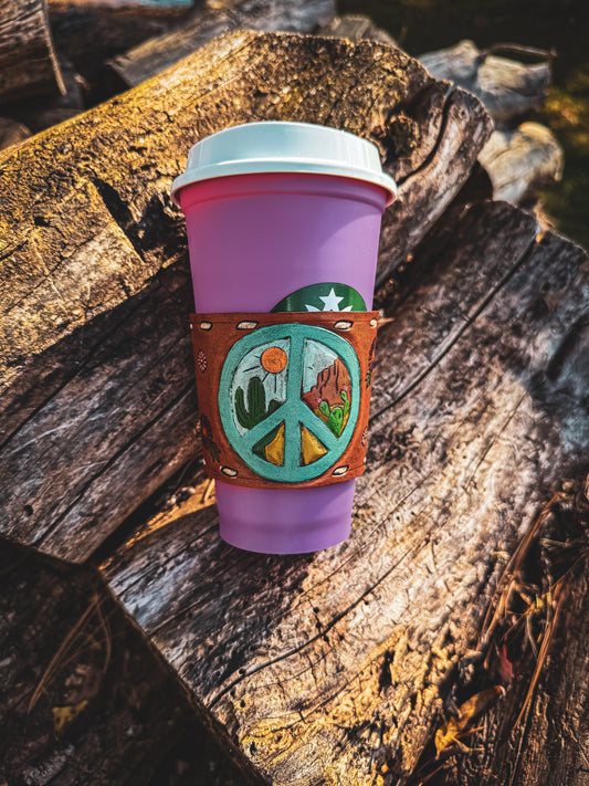 Leather cup sleeve