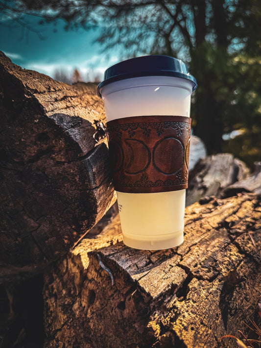 Leather cup sleeve