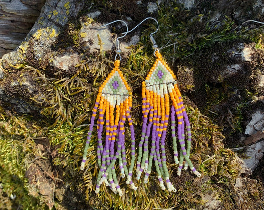 South west glass fringe earrings